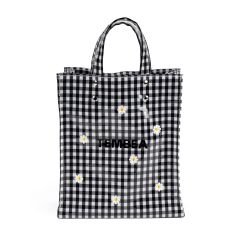 TEMBEA×FRIDAY* flower embroidery paper tote (gingham black