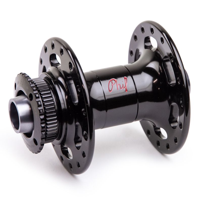 PHILWOOD* center lock disc hub front (thru-axle/black) - BLUE LUG