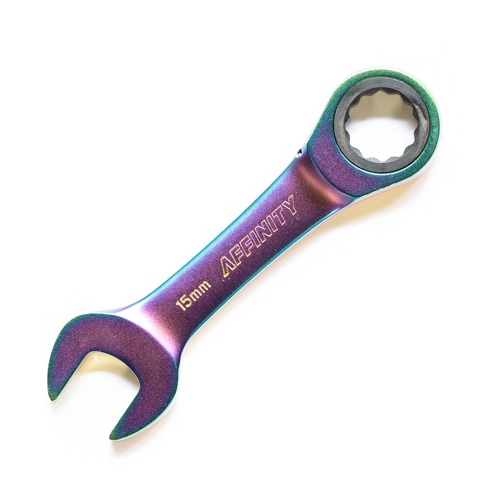 *AFFINITY CYCLES* 15mm racheting wrench (oil slick/short)