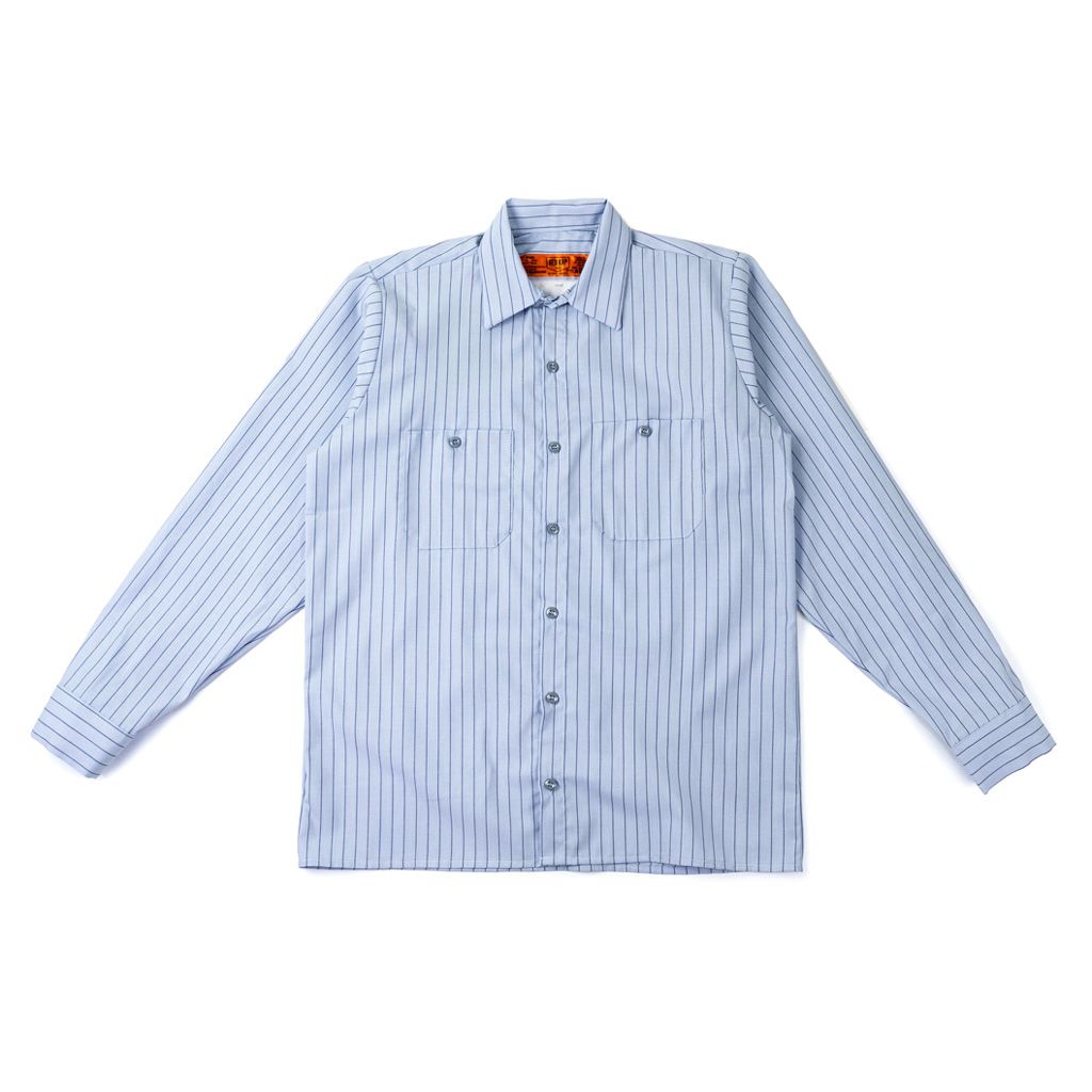 BLUE LUG* box cut mechanic shirt (blue gray/stripe) - BLUE LUG