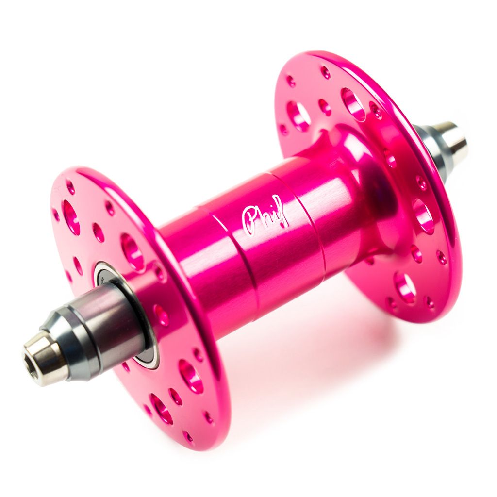 *PHILWOOD* Pro high flange track hub front (pink) - BLUE LUG