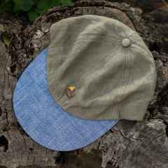 *ULTRA ROMANCE* linen tulip cap  (olive/chambray)