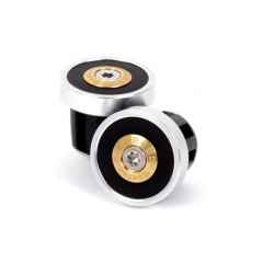 *BERTHOUD* bar-end plug cnc alloy and leather (black/silver)