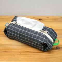 *BLUE LUG* box tissue pouch (charcoal check)