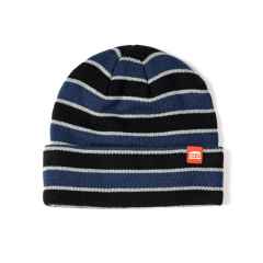 *BLUE LUG* reflector striped beanie (navy/black)
