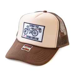 *CRUST BIKES* crooked trucker cap (tan/brown)