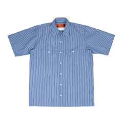 *BLUE LUG* box cut mechanic short sleeve shirt (blue white stripe)