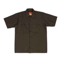 *BLUE LUG* box cut mechanic short sleeve shirt (brown)