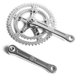 VELO ORANGE* grand cru drillium 110 fluted double crankset (silver