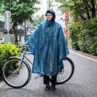 FAIRWEATHER* packable rain poncho (navy/slate blue) - BLUE