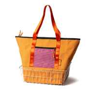 *HUNGRY* fancy tote 139 (ecopak marigold/grid berry)