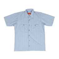 *BLUE LUG* box cut mechanic short sleeve shirt (blue gray stripe)