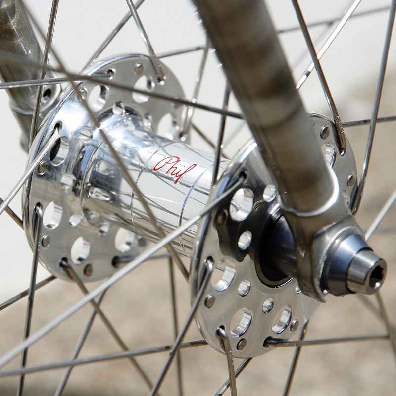 PHILWOOD* Pro high flange track hub front (silver) - BLUE