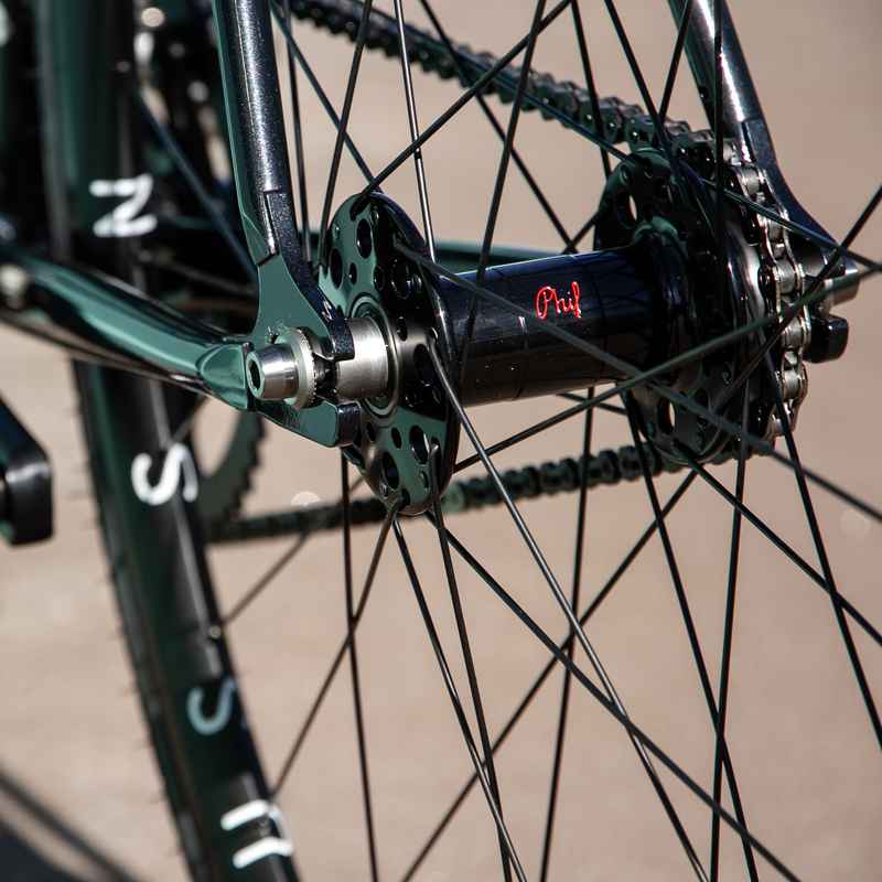 PHILWOOD* Pro high flange track hub front (black) - BLUE LUG