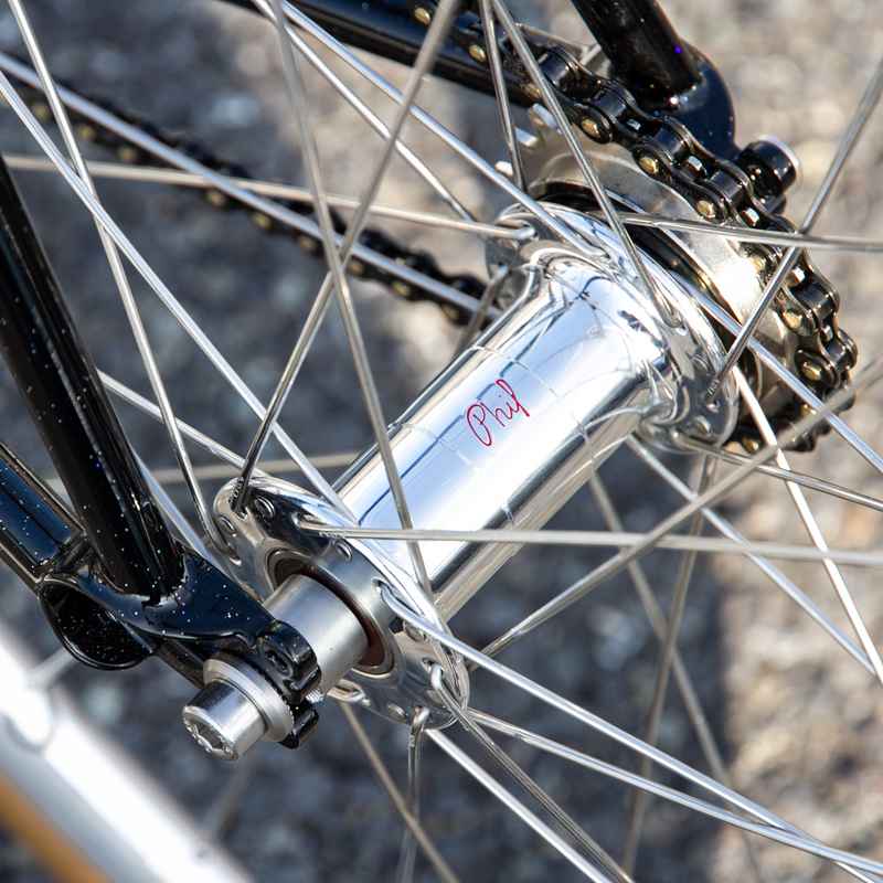 PHIL WOOD* low flange track hub rear (black/double cog) - BLUE LUG