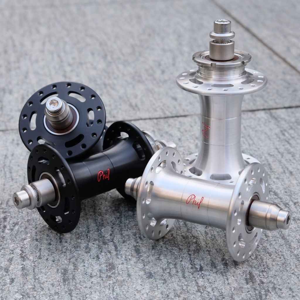 PHILWOOD* mid flange SLR track hub set (dull silver) - BLUE
