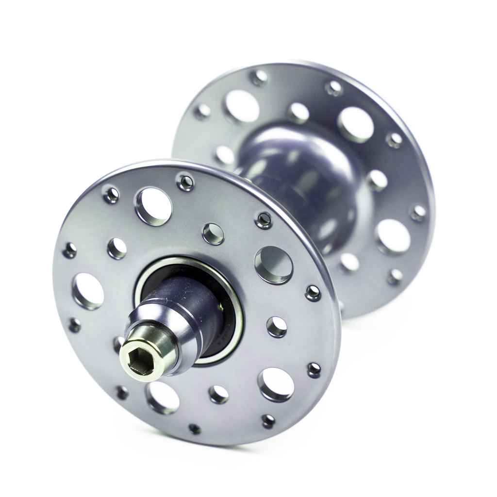 PHILWOOD* Pro high flange track hub front (gunmetal) - BLUE LUG