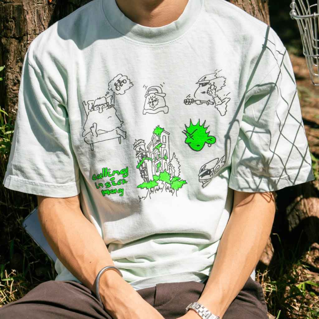 CALLING IN SICK* sketchy t-shirt (seafoam) - BLUE LUG GLOBAL