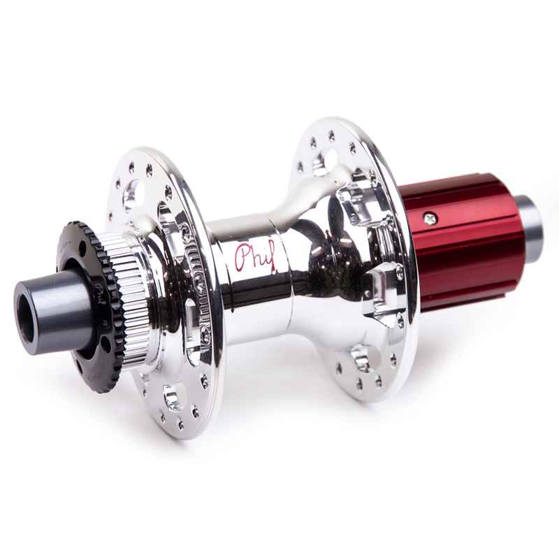 PHIL WOOD* center lock disc hub rear (thru-axle/silver) - BLUE LUG