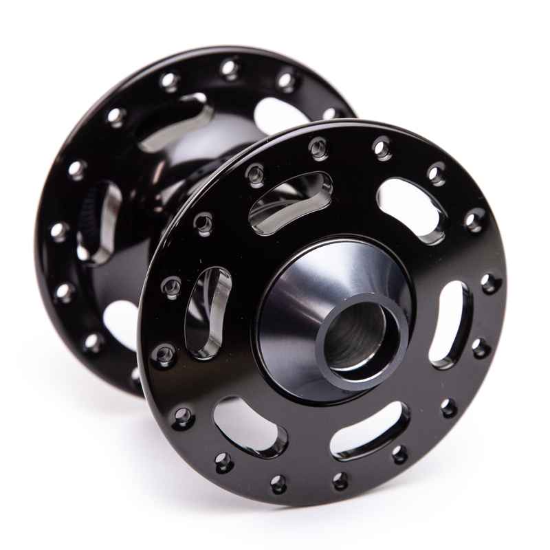 PHIL WOOD* center lock disc hub front (thru-axle/black) - BLUE LUG