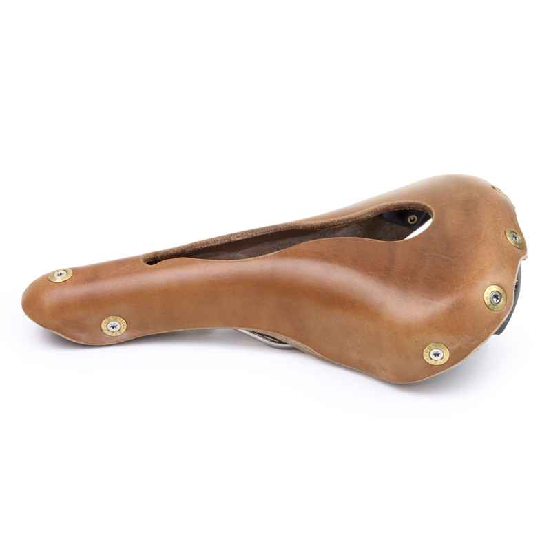 BERTHOUD* aspin open leather saddle (natural) - BLUE LUG