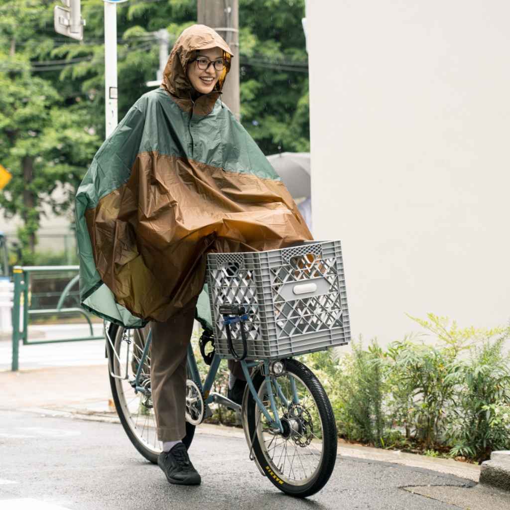 FAIRWEATHER パッカブルレインポンチョ L アルジグリーン FAIRWEATHER* packable rain poncho (cordura rip/green/coyote blue