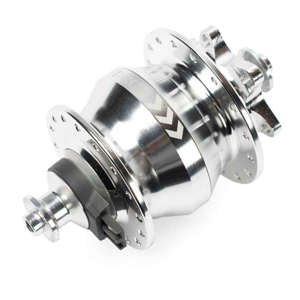 SHUTTER PRECISION* SD-8 dynamo disc hub (silver/32h) - BLUE LUG