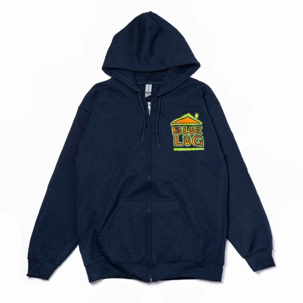 BLUE LUG* doodle logo zip hoodie (navy) - BLUE LUG GLOBAL ONLINE STORE