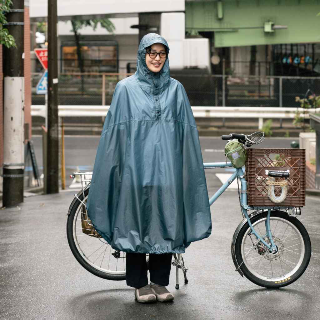 FAIRWEATHER* packable rain poncho (cordura rip/slate blue) - BLUE