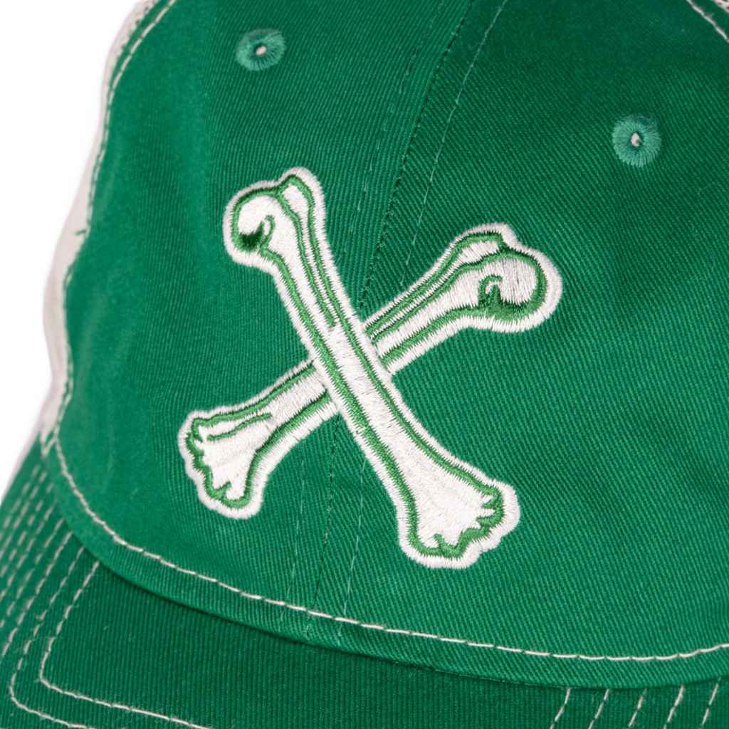 BONESHAKER MTB* crossbones new era trucker hat (green) - BLUE LUG