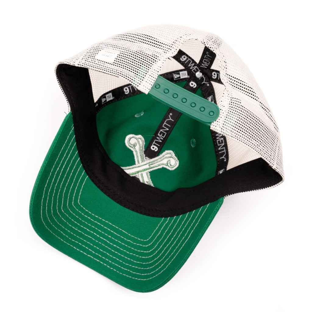 BONESHAKER MTB* crossbones new era trucker hat (green) - BLUE LUG