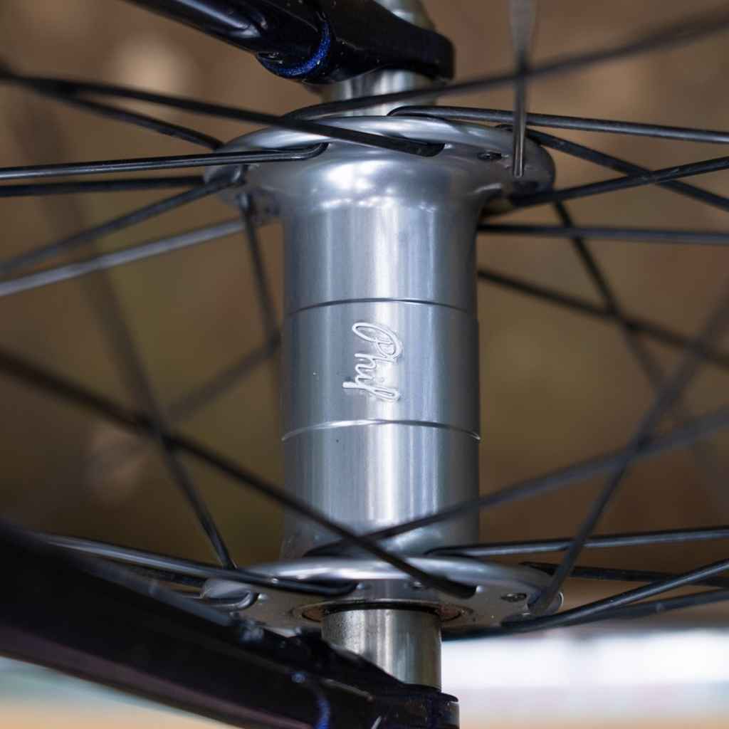 PHIL WOOD* low flange track hub front (gunmetal) - BLUE LUG GLOBAL