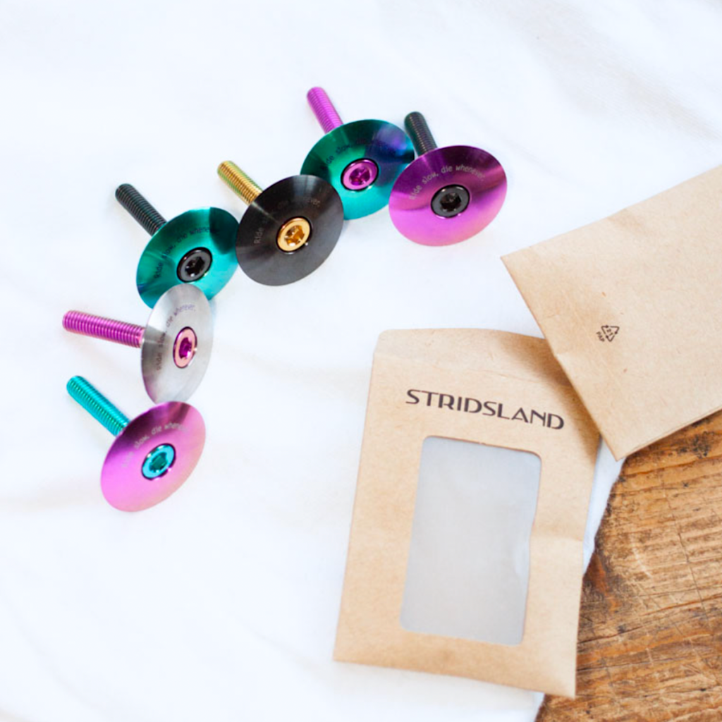 STRIDSLAND* titanium top cap (black/purple bolt) - BLUE LUG GLOBAL