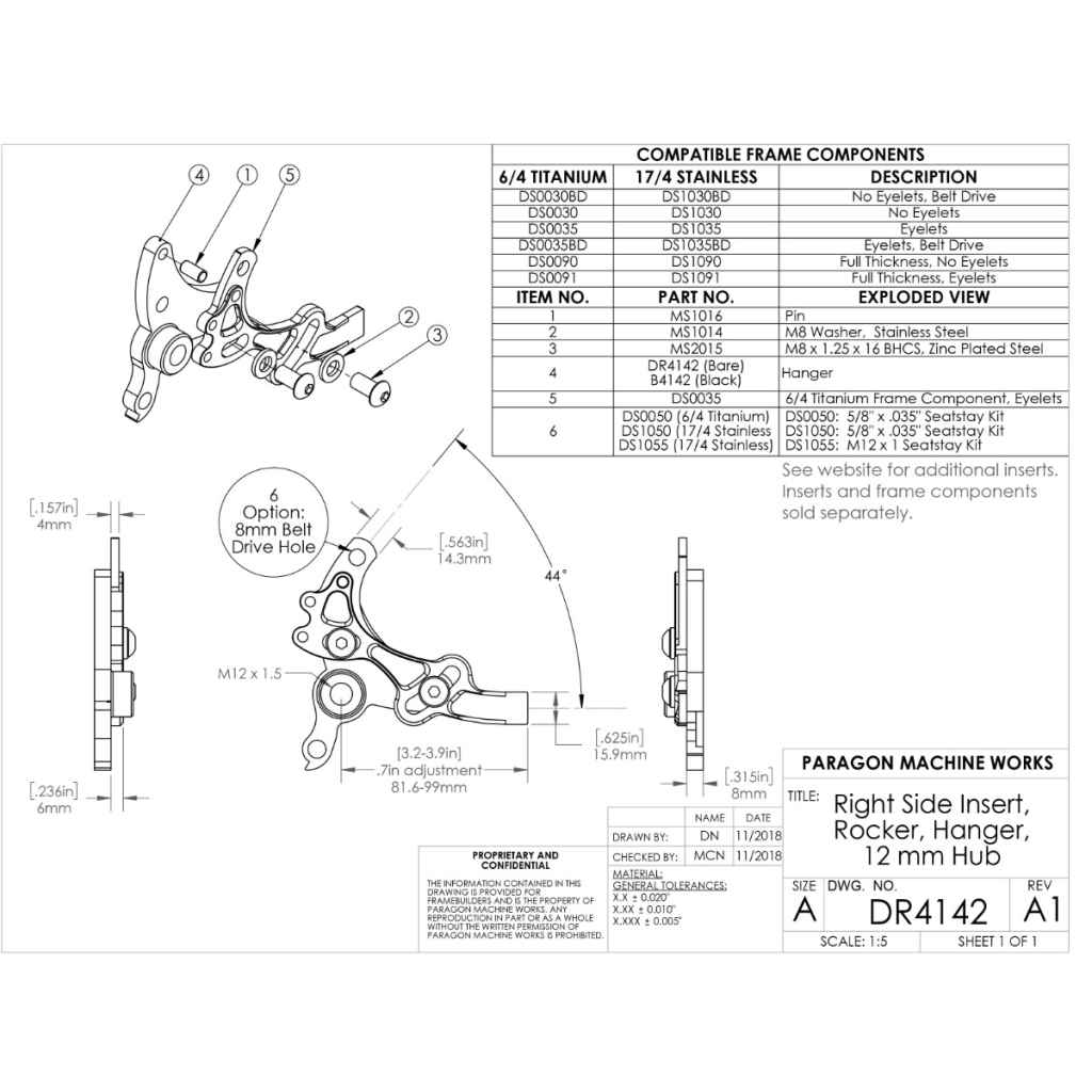 PARAGON MACHINE WORKS* 12mm right side rocker (B4142/black) - BLUE