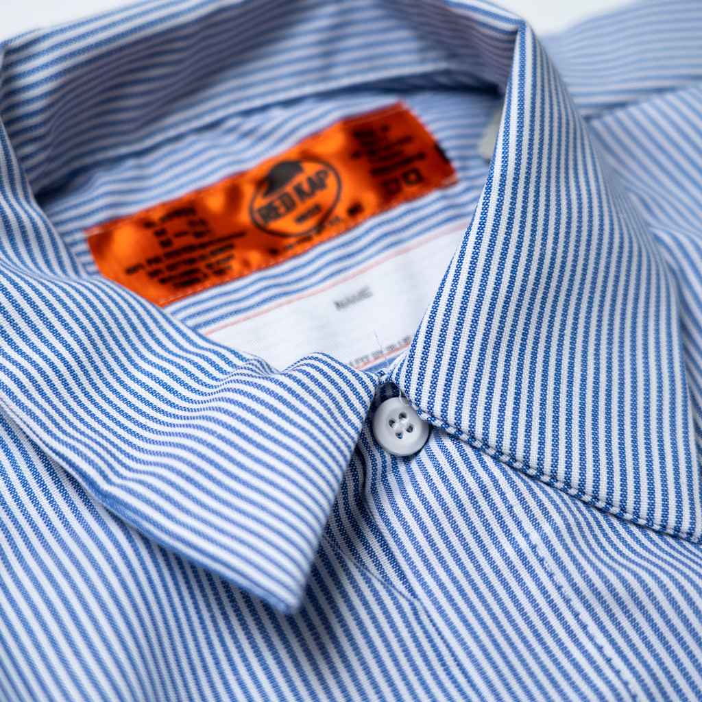 BLUE LUG* box cut mechanic short sleeve shirt (hairline stripe) - BLUE LUG  GLOBAL ONLINE STORE