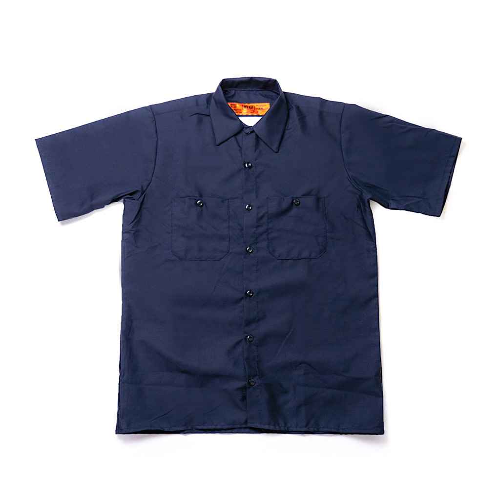 BLUE LUG* box cut mechanic short sleeve shirt (navy) - BLUE LUG