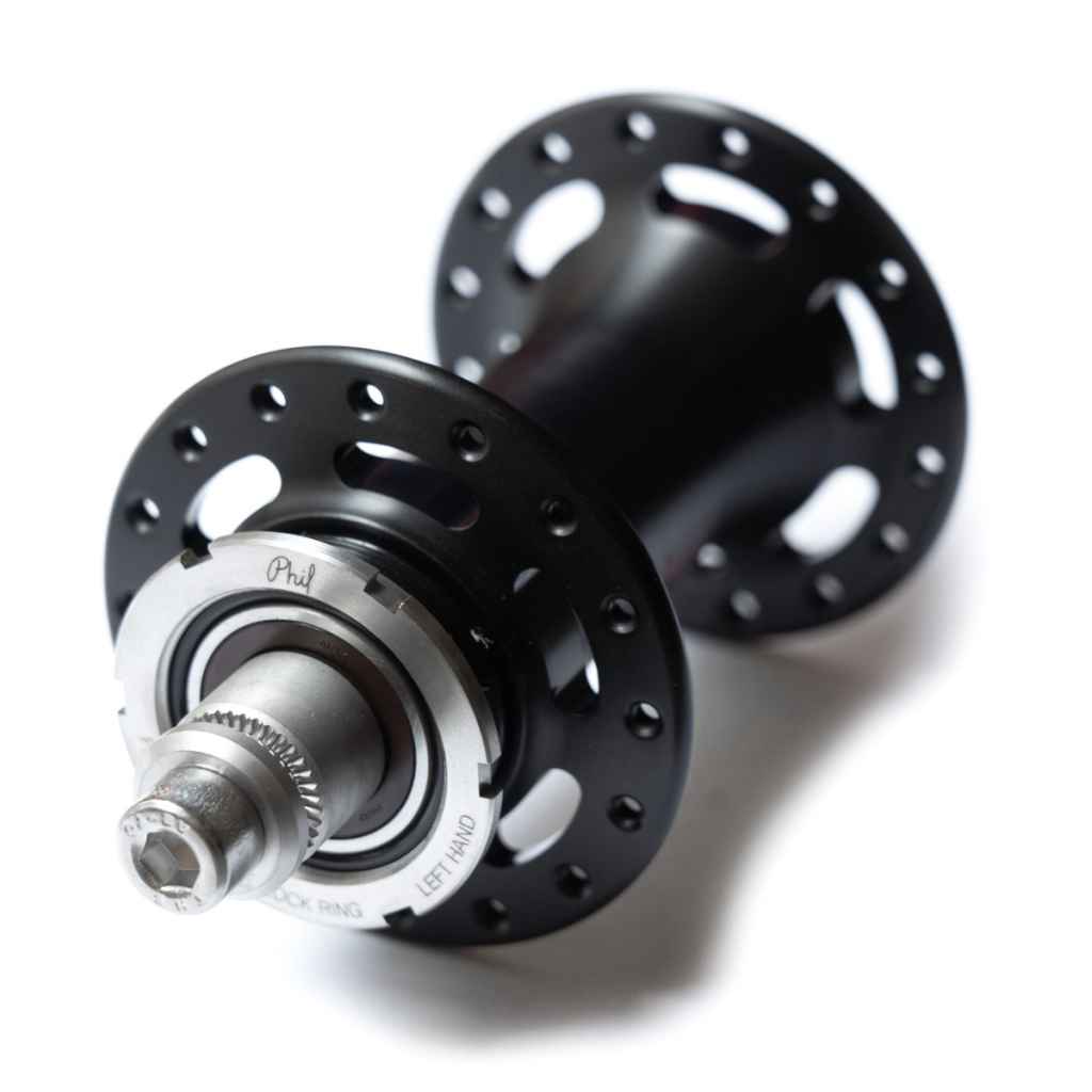 PHILWOOD* mid flange SLR track hub set (dull black) - BLUE LUG