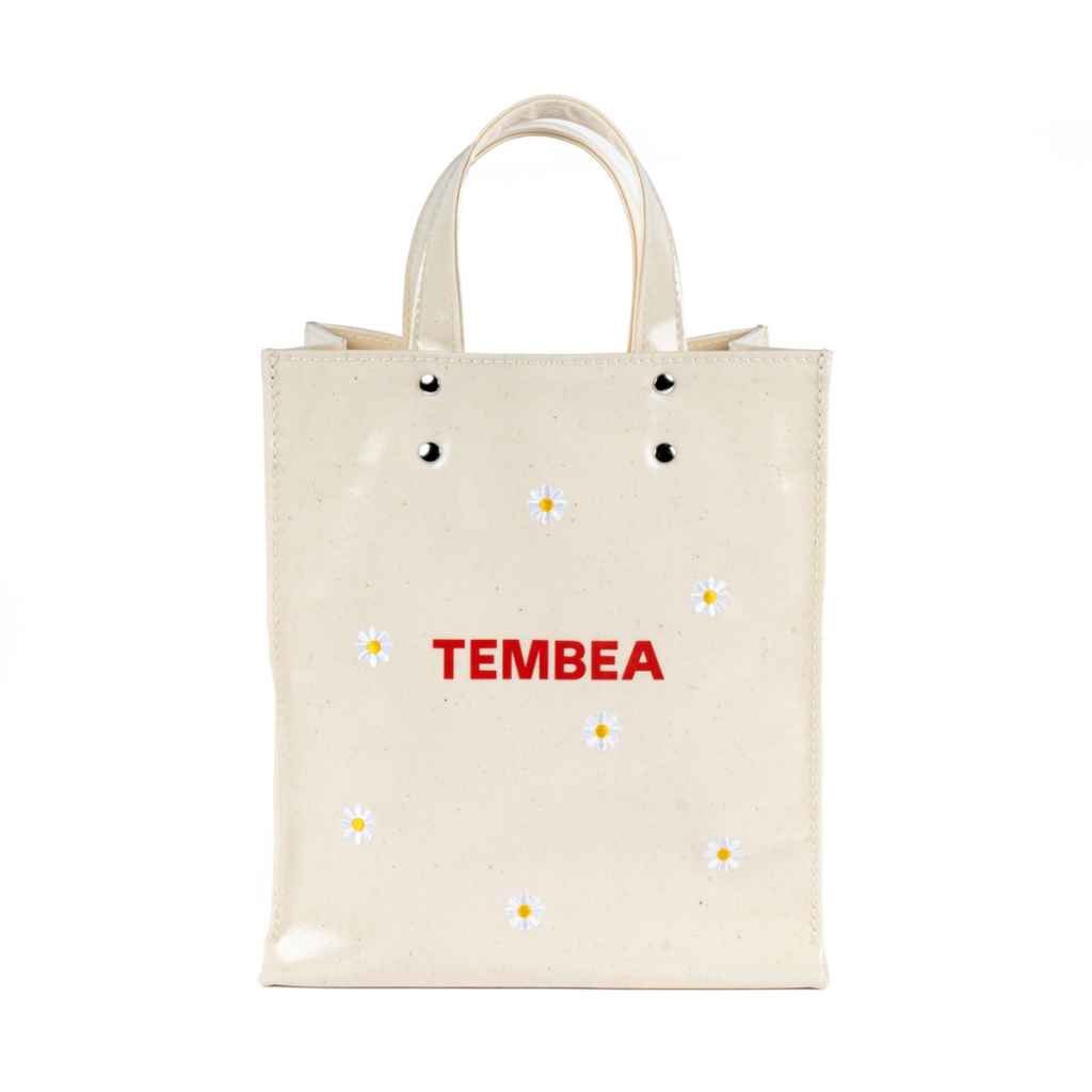 激安大特価！ embroidery flower TEMBEA×FRIDAY* paper BLUE - (natural) tote アクセサリー