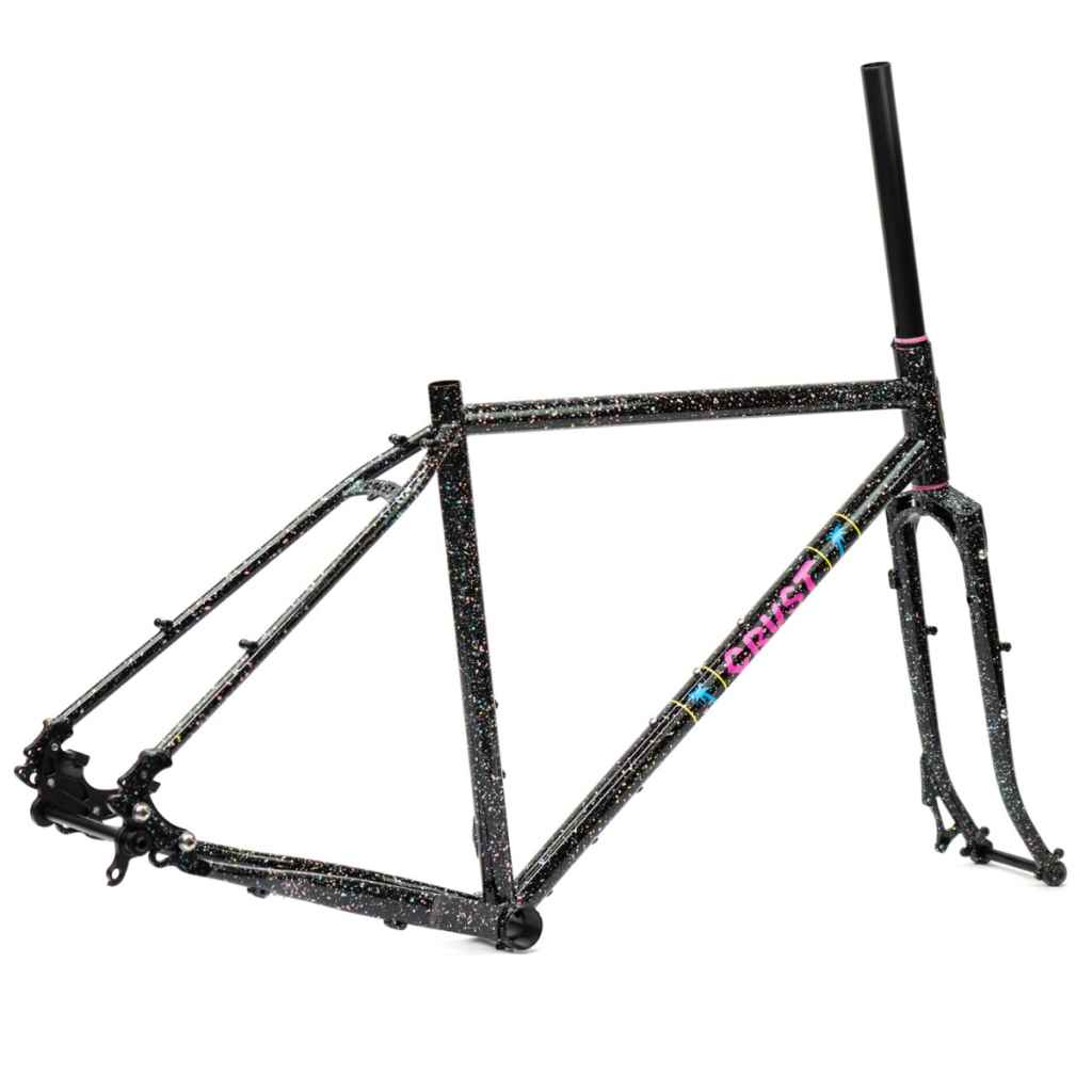 CRUST BIKES* evasion frame (pastel speckle'd black) - BLUE LUG