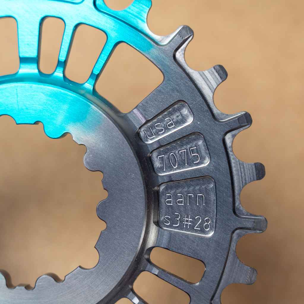 AARN* direct mount 1x chainring (black and teal) - BLUE LUG