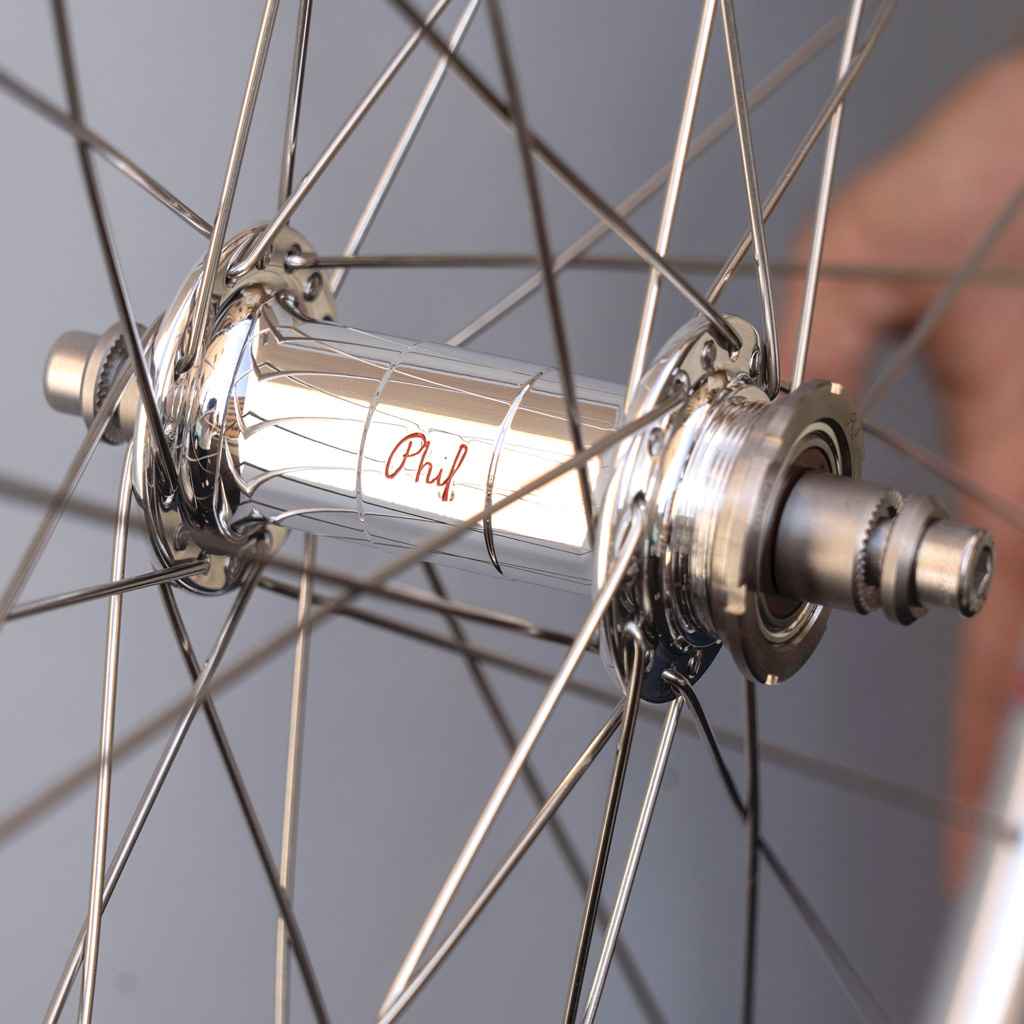 VELOCITY×PHIL WOOD* quill track wheel rear (polish) - BLUE LUG