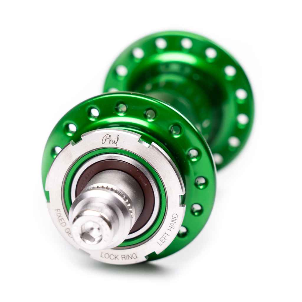 PHIL WOOD* low flange track hub rear (green) - BLUE LUG GLOBAL