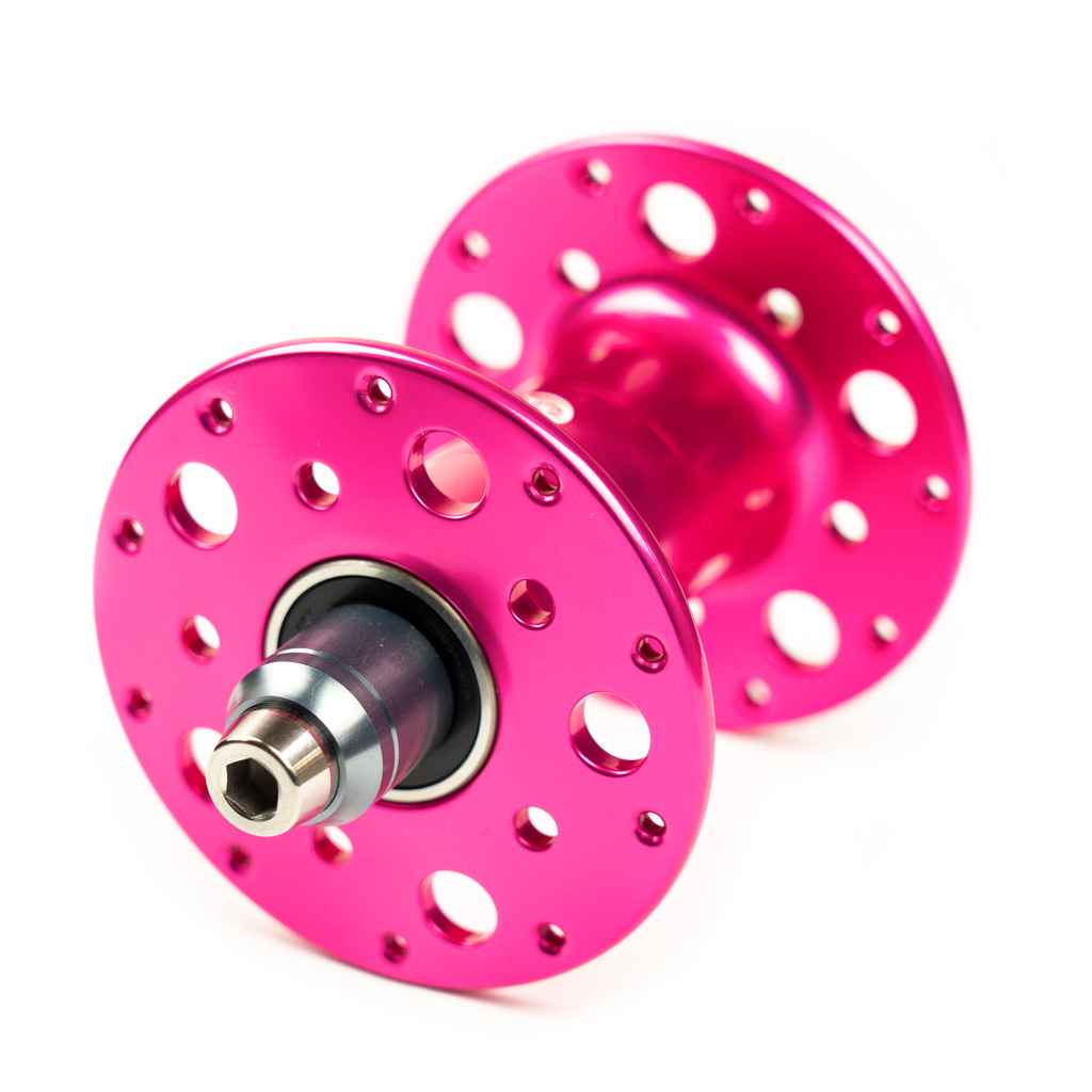 PHILWOOD* Pro high flange track hub front (pink) - BLUE LUG GLOBAL