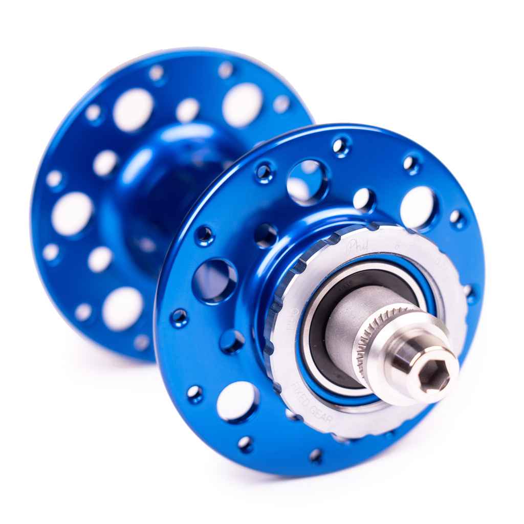 PHIL WOOD* Pro high flange track hub rear (blue) - BLUE LUG GLOBAL