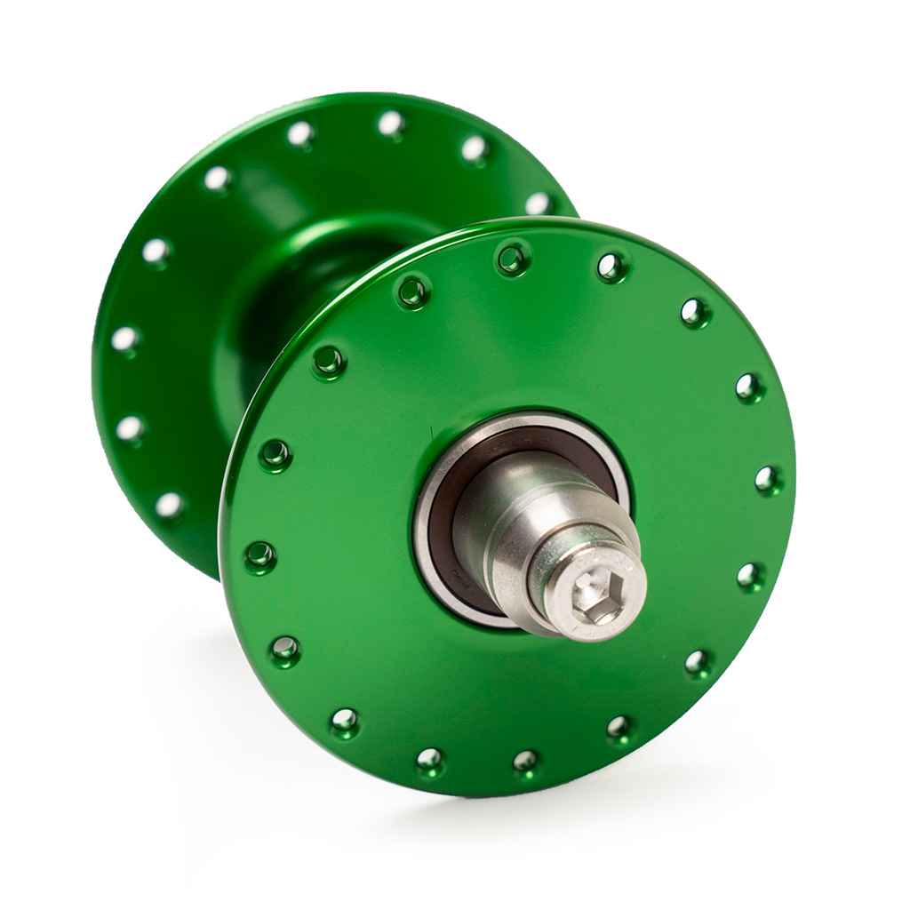 PHIL WOOD* high flange track hub front (green) - BLUE LUG GLOBAL