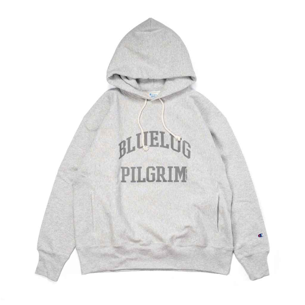 CHAMPION PILGRIM×BLUE LUG reverse weave CHAMPION* PILGRIM×BLUE LUG reverse weave hoodie (grey) - BLUE LUG