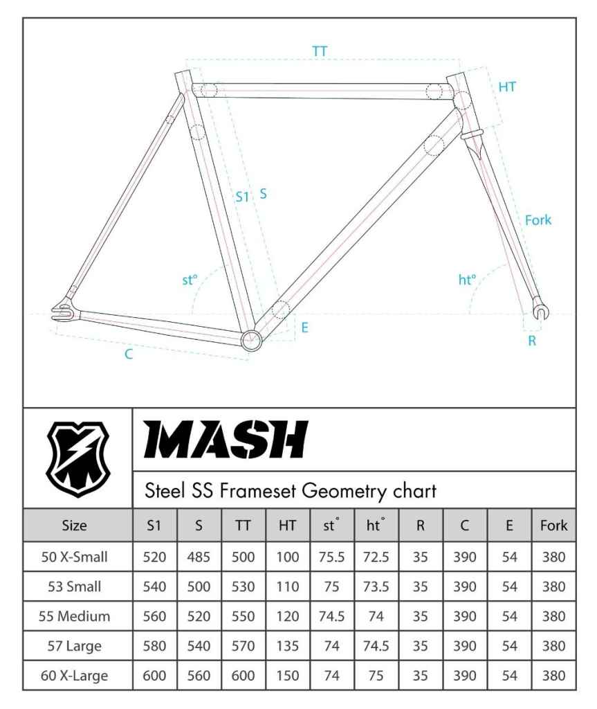 MASH* steel frame set (orange/yellow fade) - BLUE LUG GLOBAL
