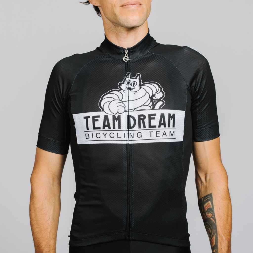 TEAM DREAM* meowchelin cat jersey (black) - BLUE LUG GLOBAL ONLINE