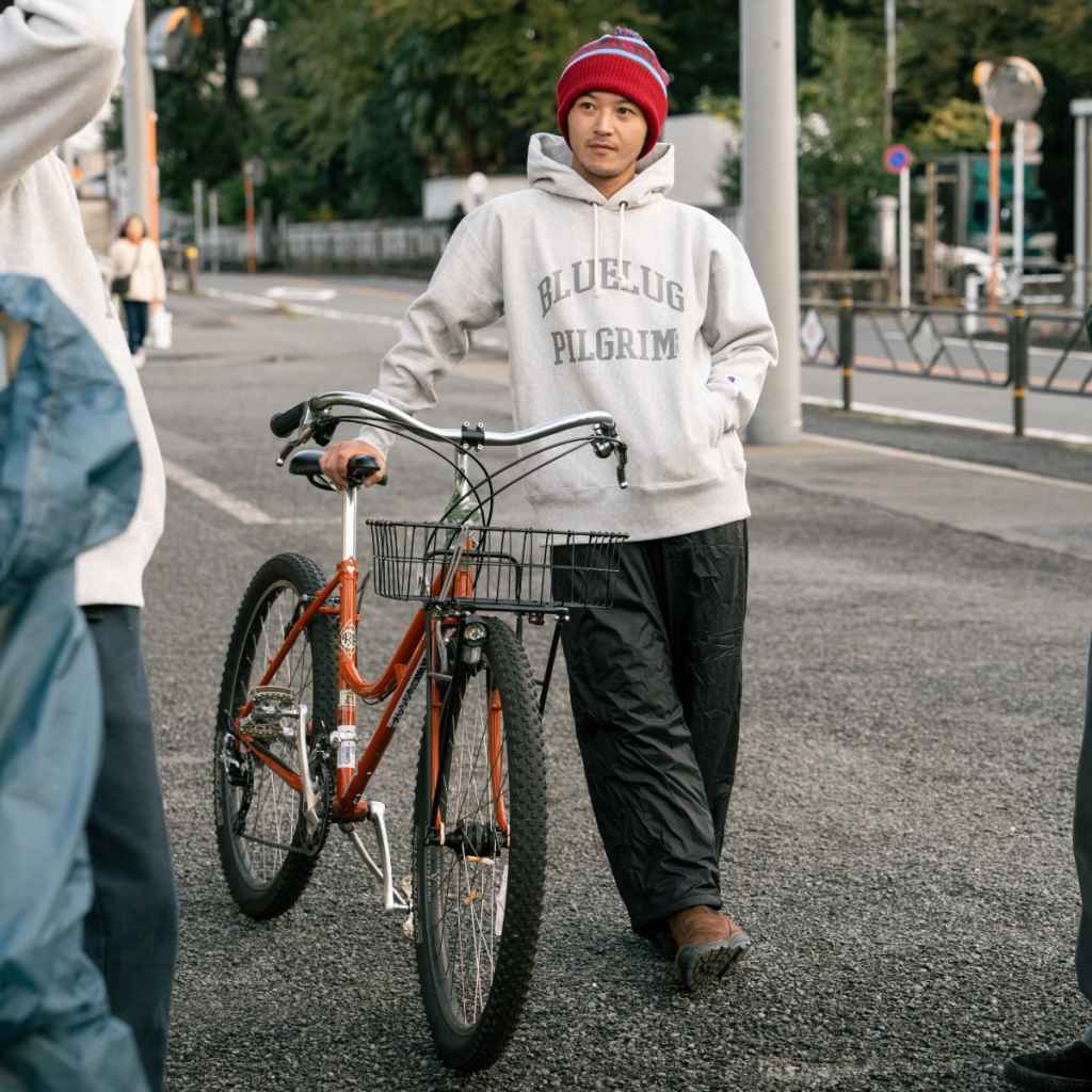 CHAMPION* PILGRIM×BLUE LUG reverse weave hoodie (grey) - BLUE LUG