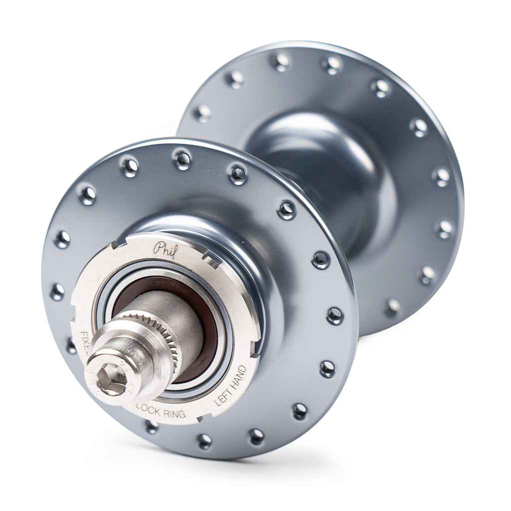 PHIL WOOD* high flange track hub rear (gunmetal/single cog) - BLUE